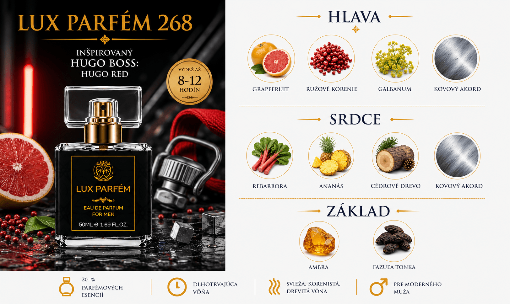 Lux Parfém 268 – Inšpirovaný Hugo Boss: Hugo Red